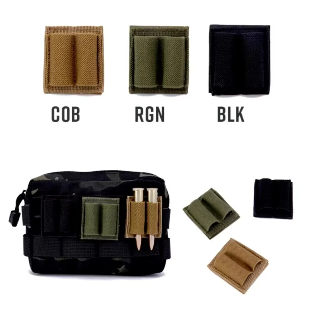 Velcro Hook Loop - แผ่นแปะที่ใส่กระสุน 2 นัด แบบยุทธวิธี - ติดด้วยแถบกาวสองหน้า