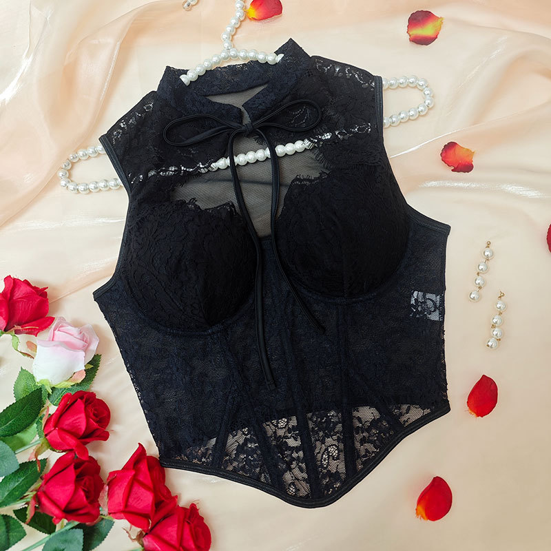 เสื้อครอปสีดำแบบคอร์เซ็ทลูกไม้ - Boning Corset Steel บทวิจารณ์และราคา